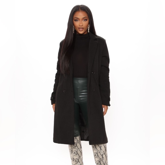 Fashion Nova All business Baby coat, black trench coat - Picture 2 of 3